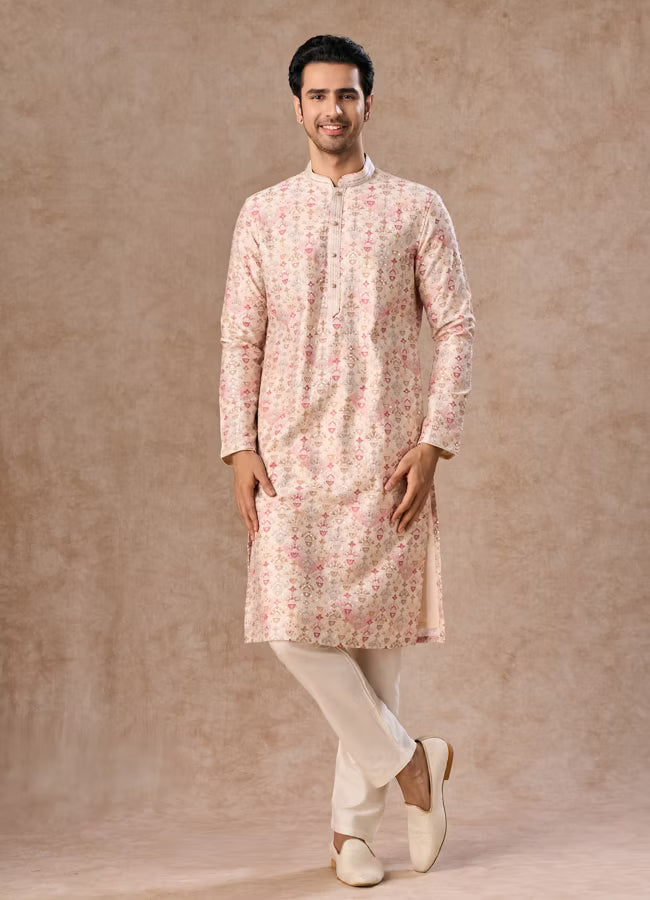 Manyavar Peachy Elegance Kurta Pajama | Ready To Wear