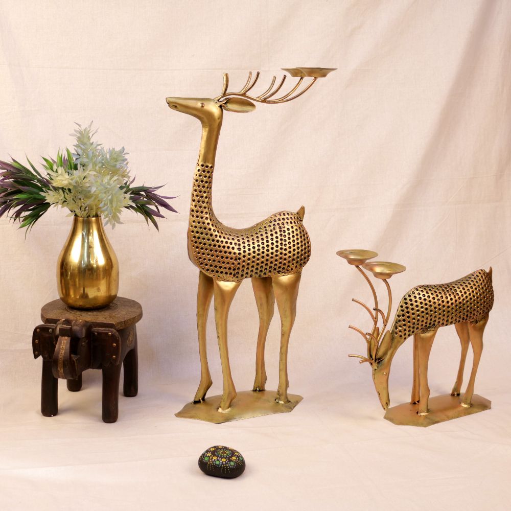 Charpoys Deer t light set of 2