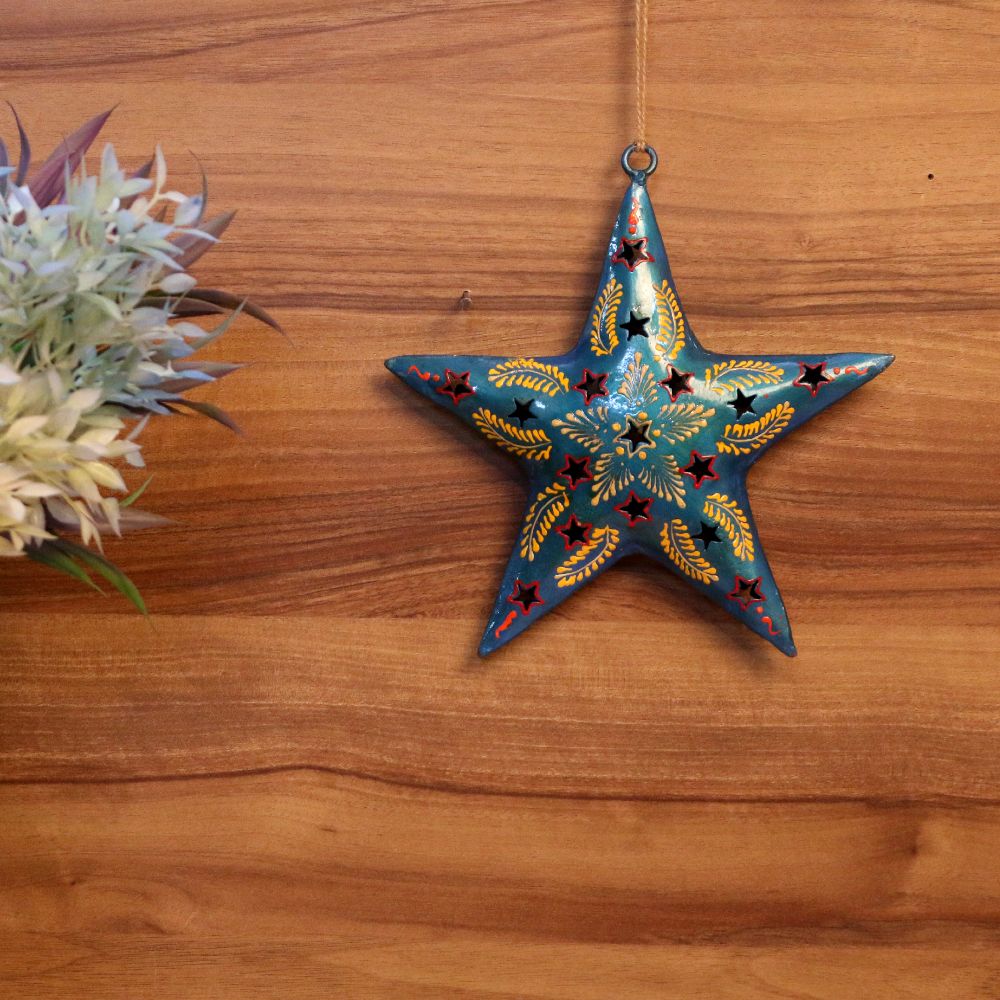 Charpoys Iron painted tea light star small