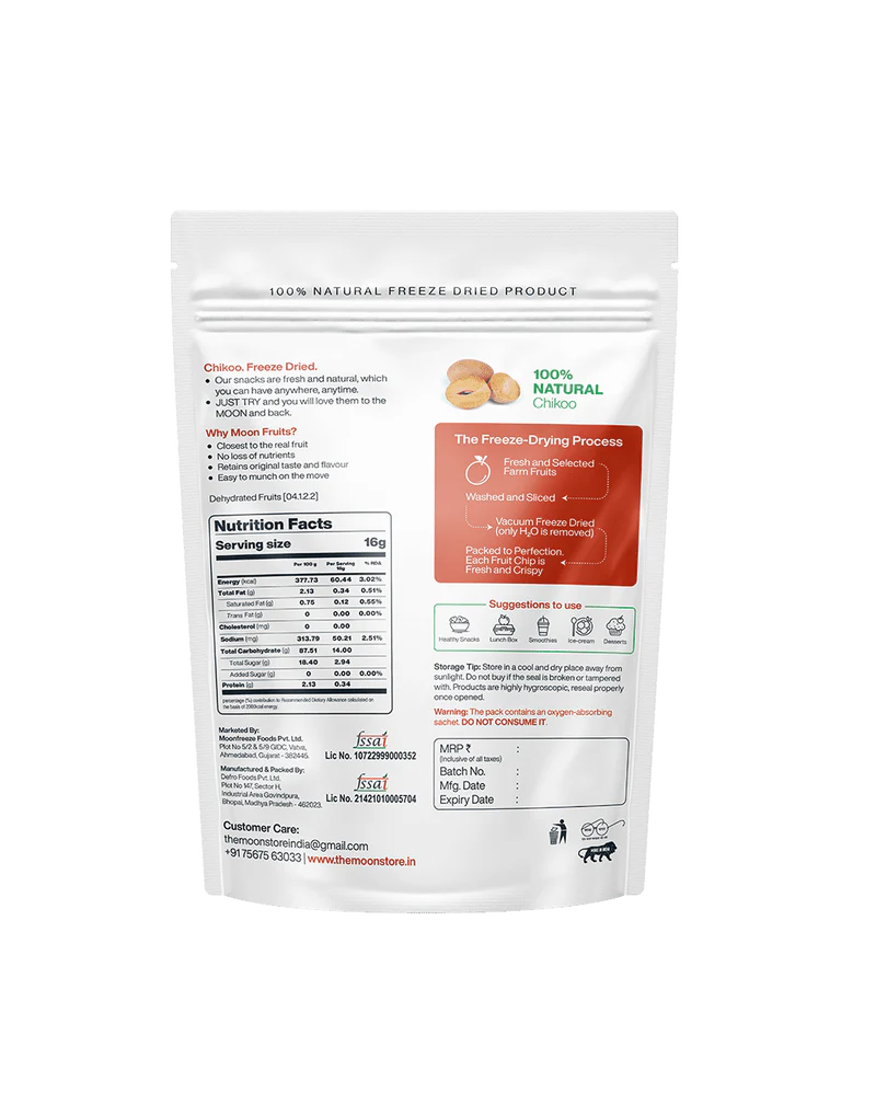 Moon Freeze Dried Chikoo Cubes | 16 gms