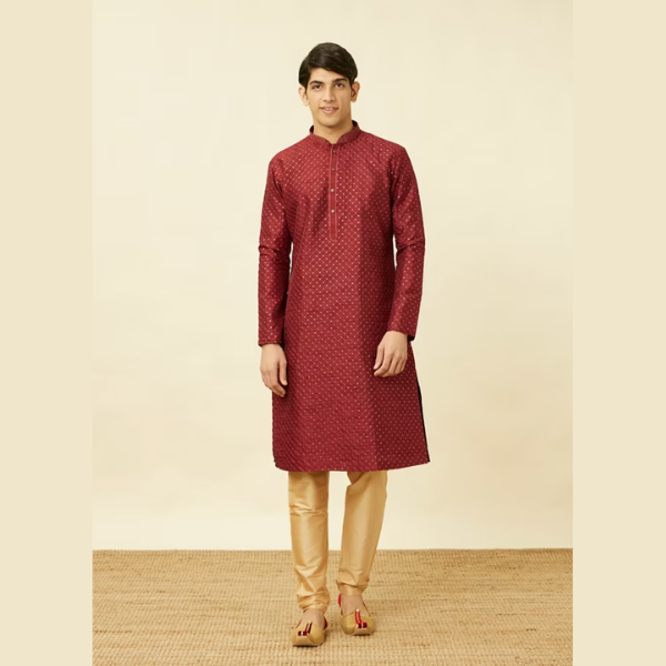 Manyawar Self Patterned Kurta Set