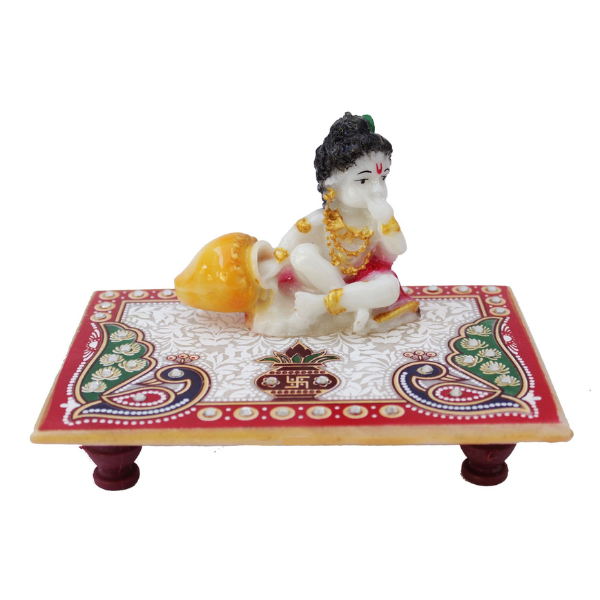 Crafticia Marblel Ladoo Gopal Krishna Chowki | Showpiece