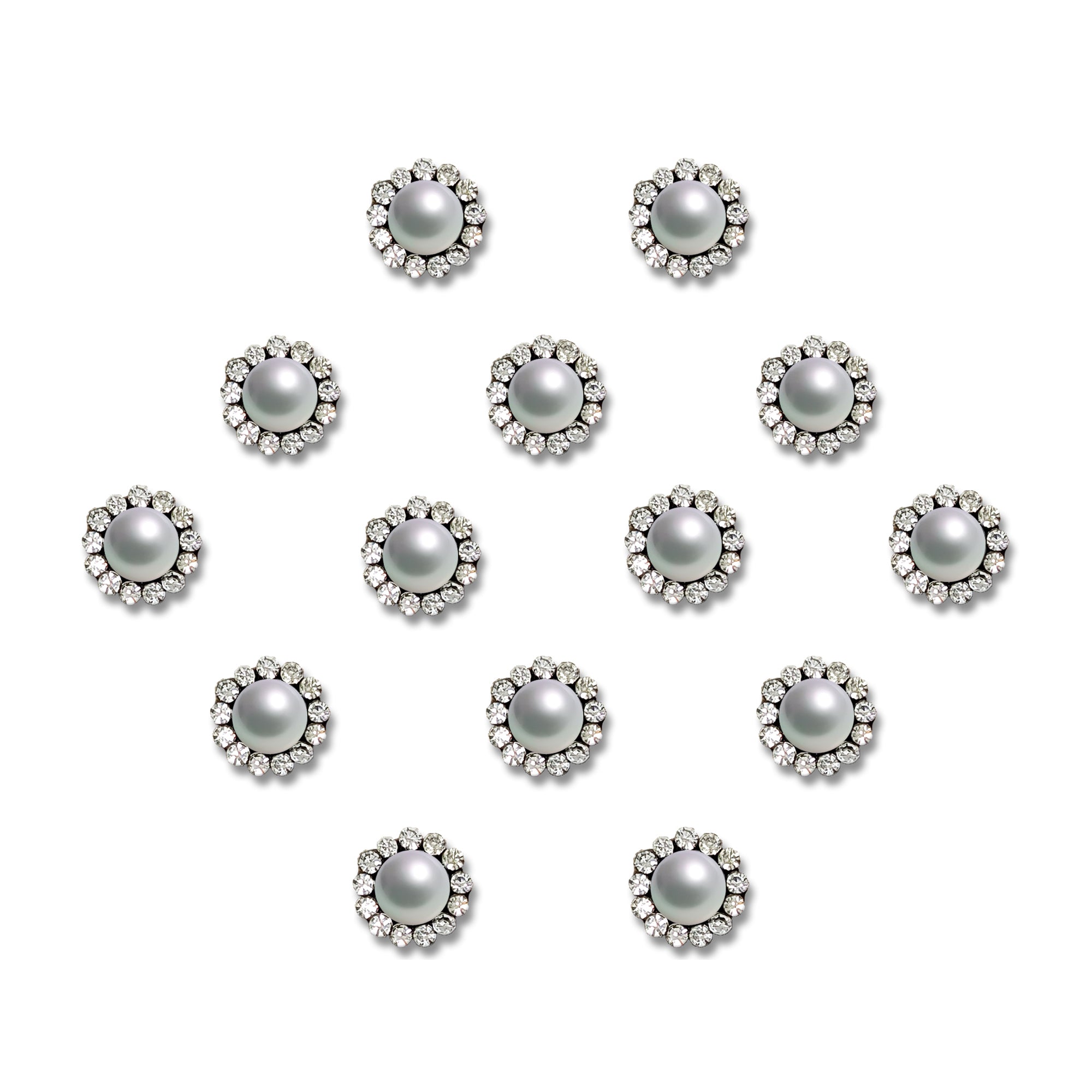 Comet Busters Silver Round Pearl Bindis With Stone Border (6mm) (BIN2016)