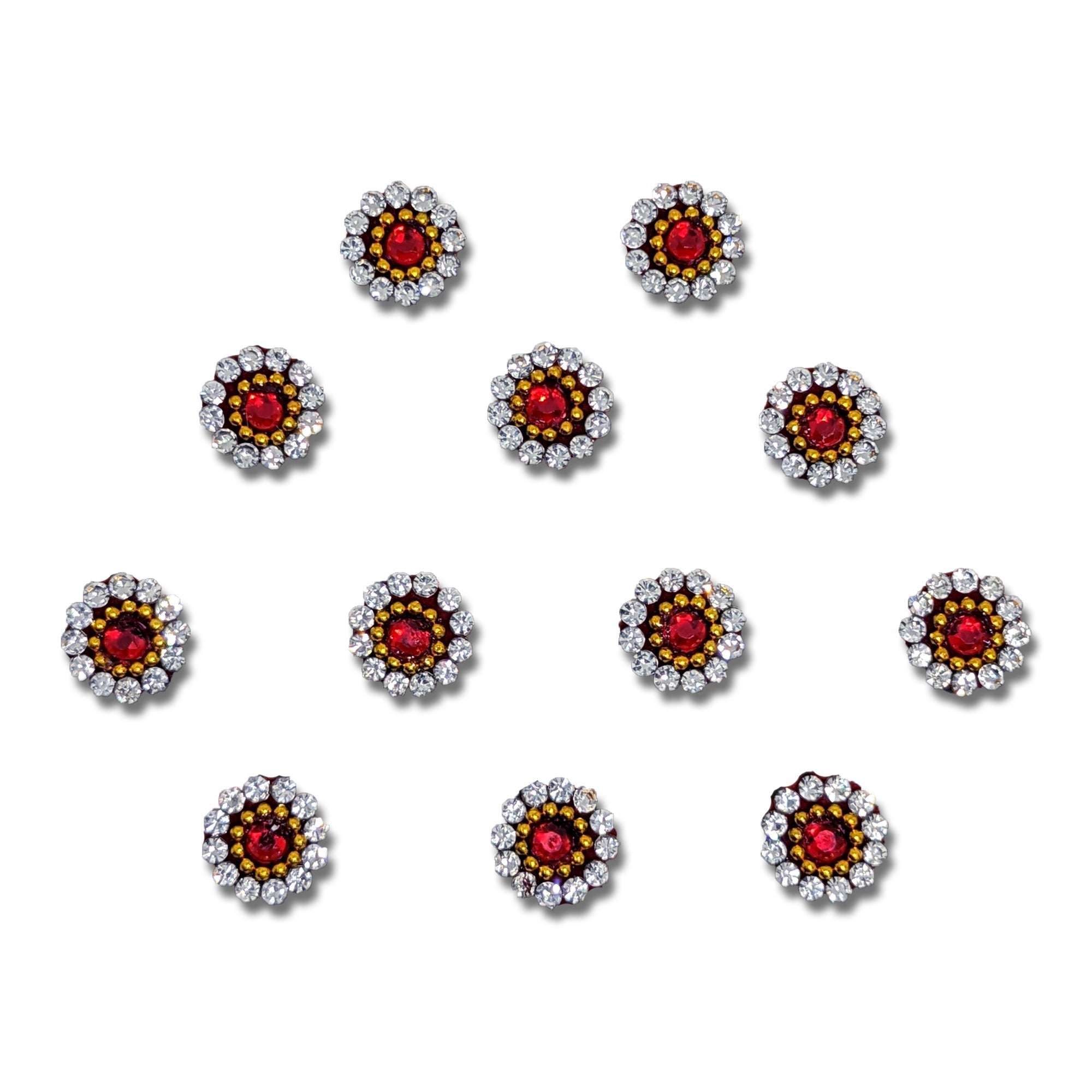 Comet Busters Silver and Red Stone Bindi (7mm) (BIN2020)