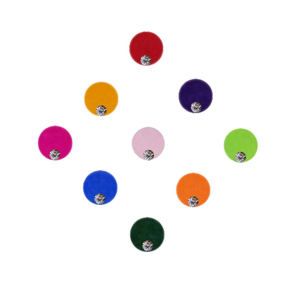 Comet Busters Single Stone Multicolor Round Velvet Bindi (6 mm) (BIN592)