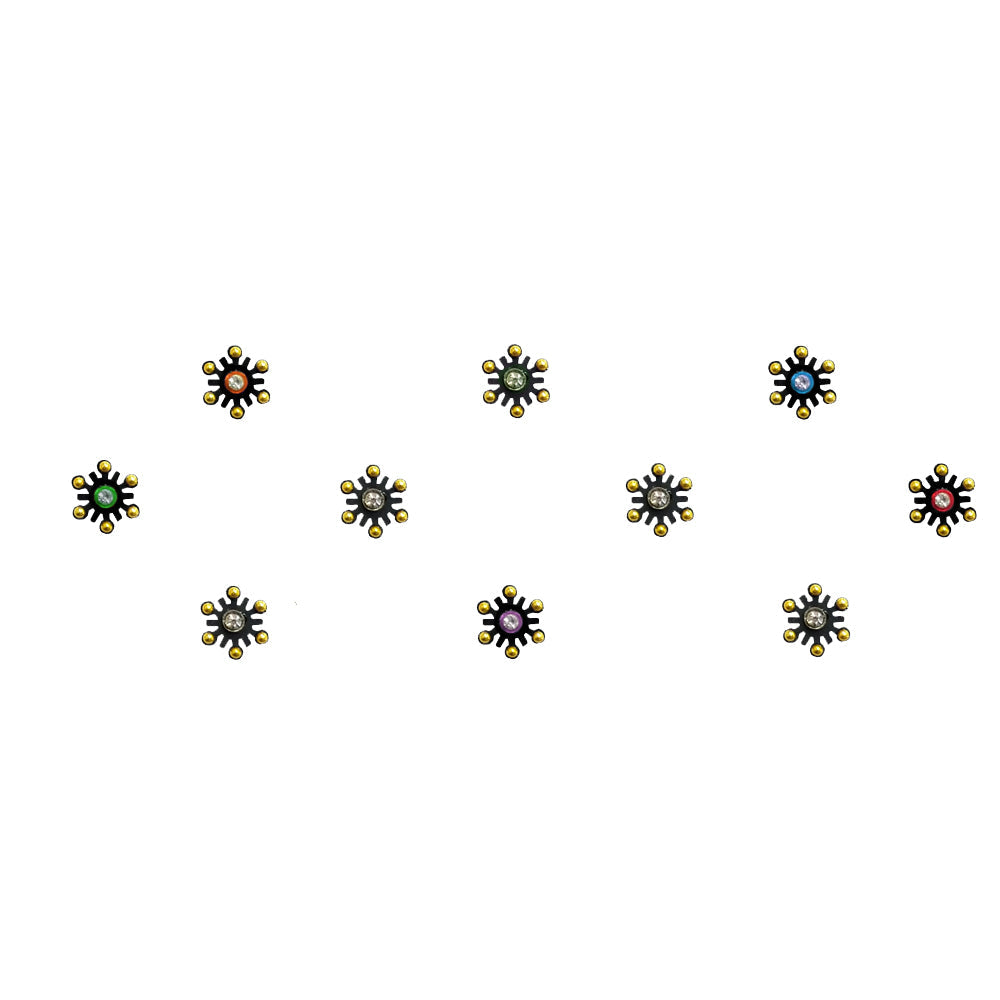 Comet Busters Snowflake Design Black Bindis (BIN889)