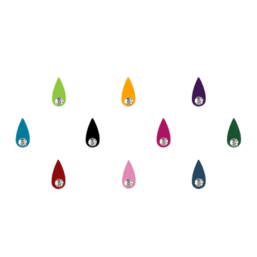 Comet Busters Tear Drop Shaped Multicolor Bindi With Stone (10 mm) (BIN1021)