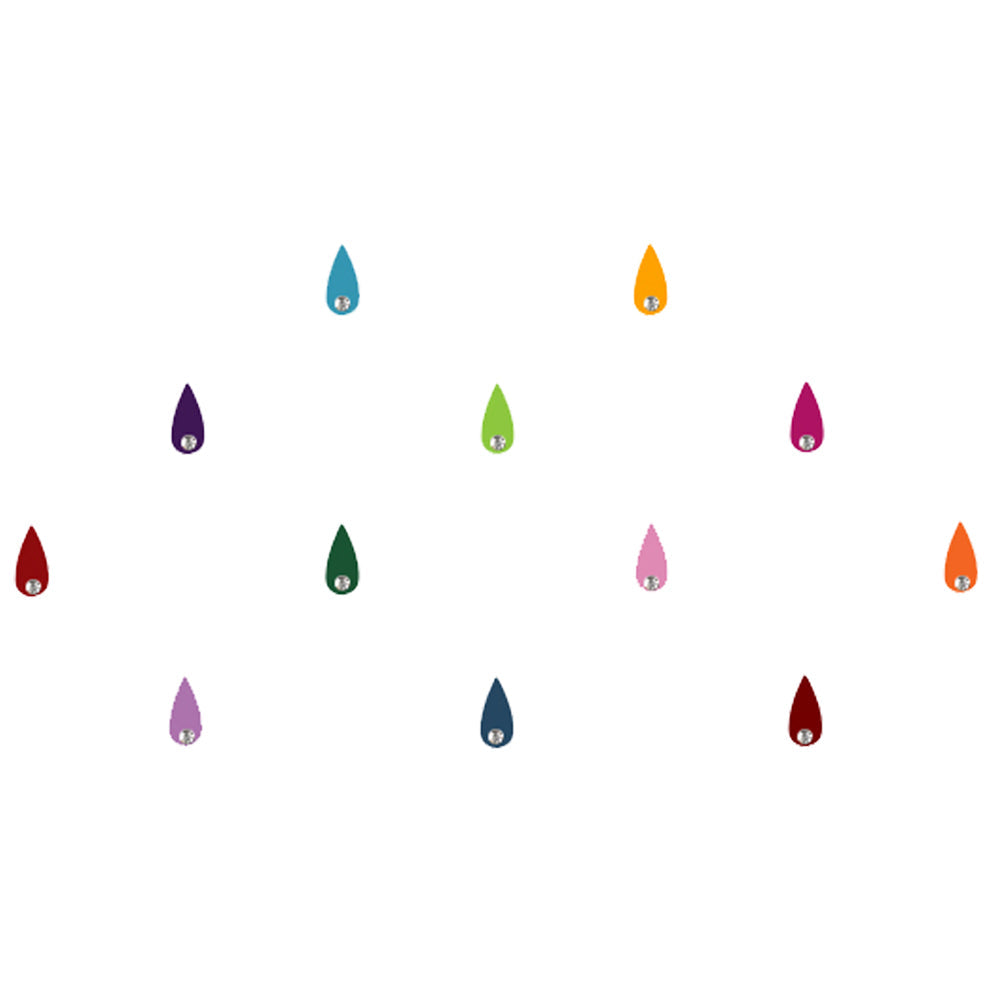 Comet Busters Tear Drop Shaped Multicolored Bindi With Stone (7 mm) (BIN1025)