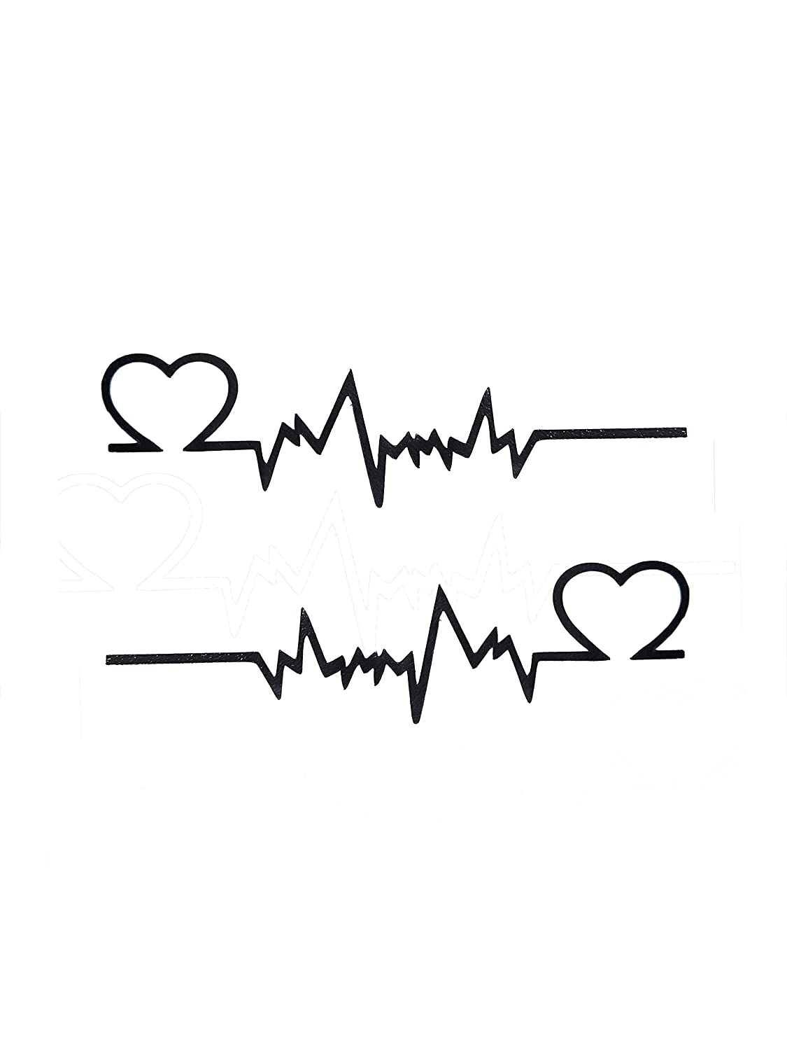 Comet Busters Temporary Couple Tattoo - Heartbeat (Set of 2) - Cute Temporary Tattoos Stick On Sticker (BJ045)