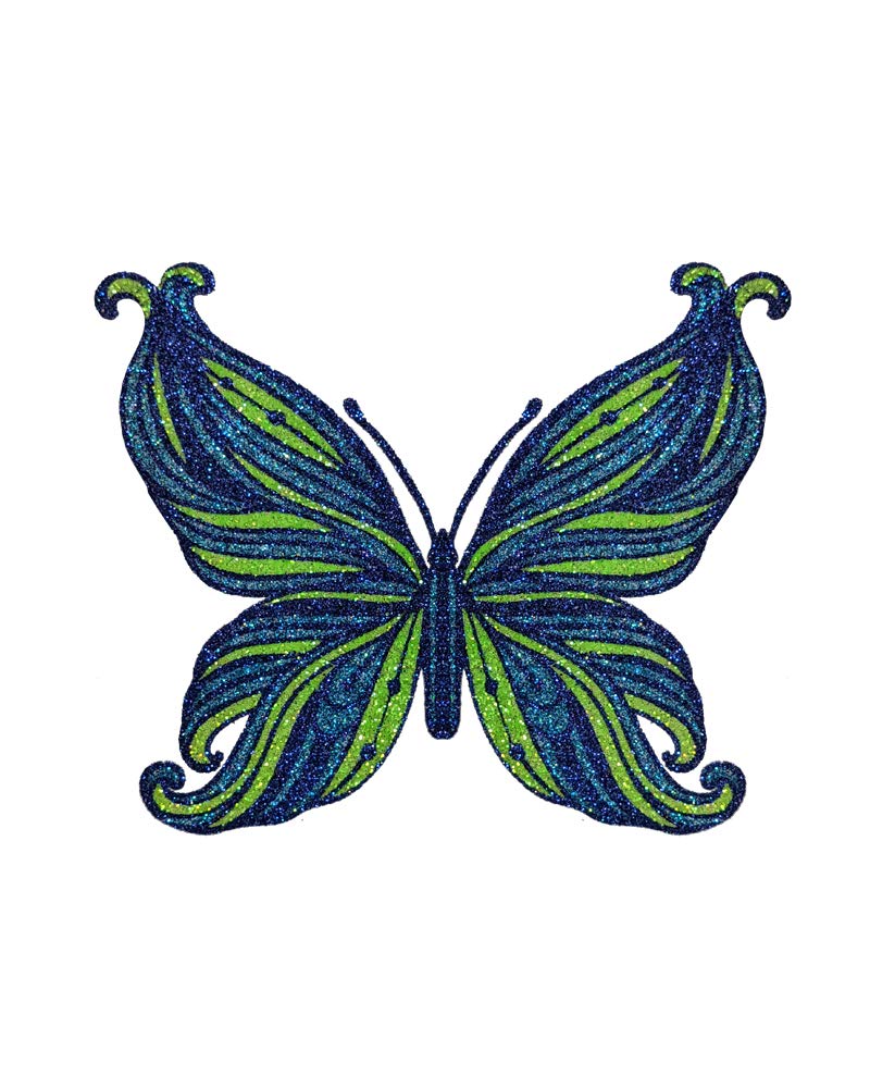 Comet Busters Temporary Glitter Butterfly Tattoo Stick Ons (Blue)