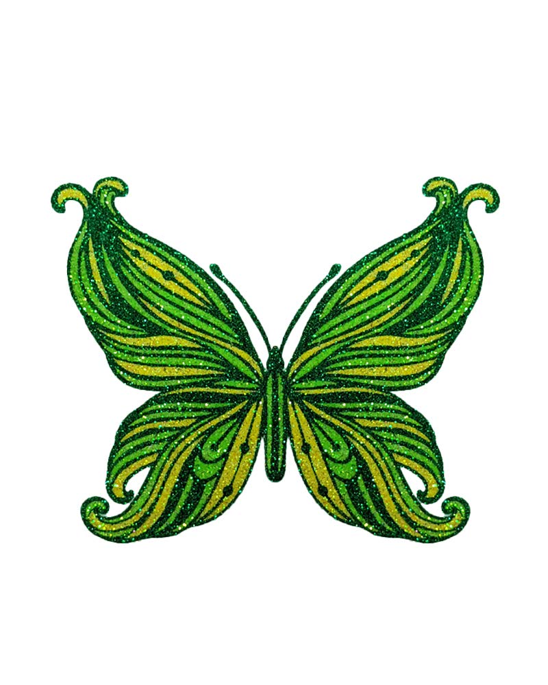 Comet Busters Temporary Glitter Butterfly Tattoo Stick Ons (Green)