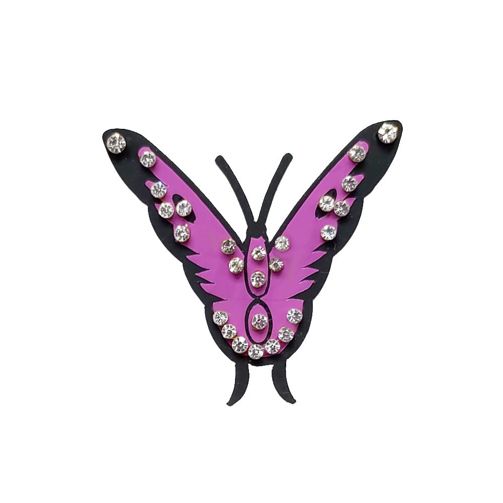 Comet Busters Temporary Pink Butterfly Tattoo With Silver Stones (BJ179)