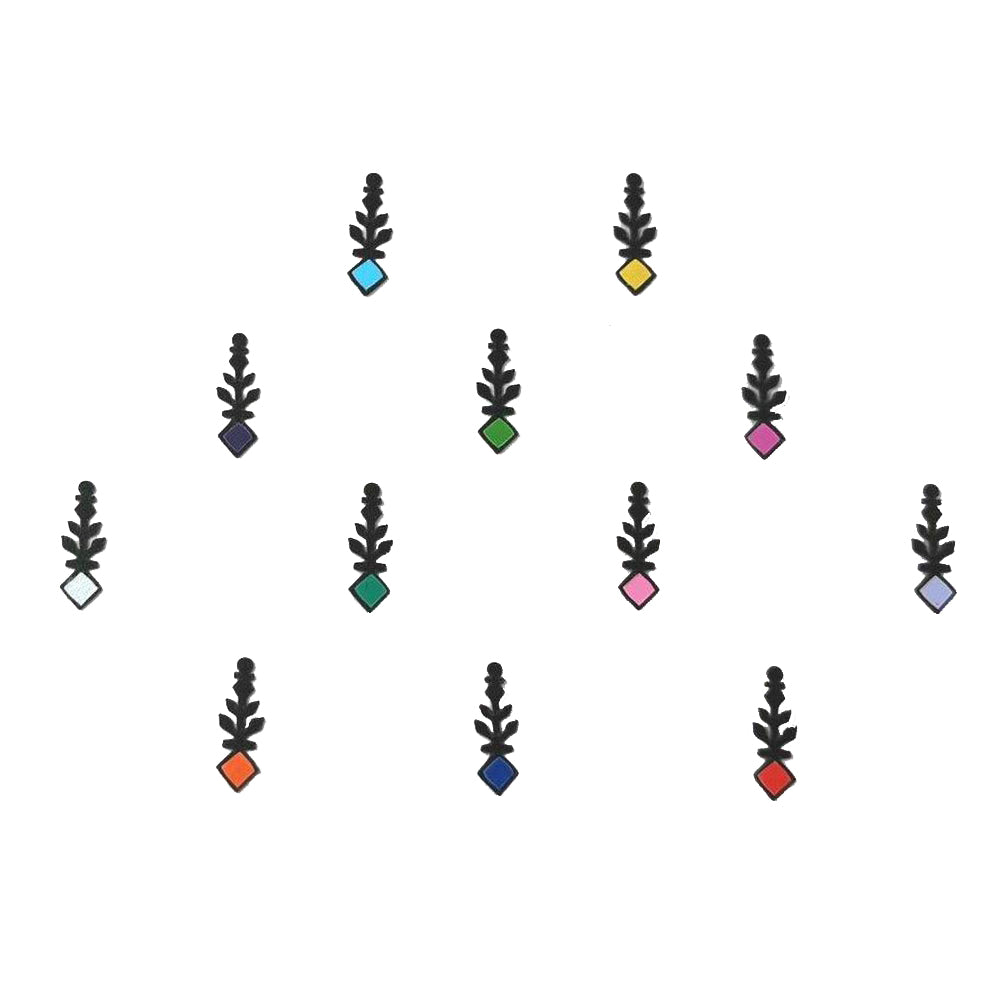 Comet Busters Traditional Black Bindi with Multicolor Squares (BIN412)