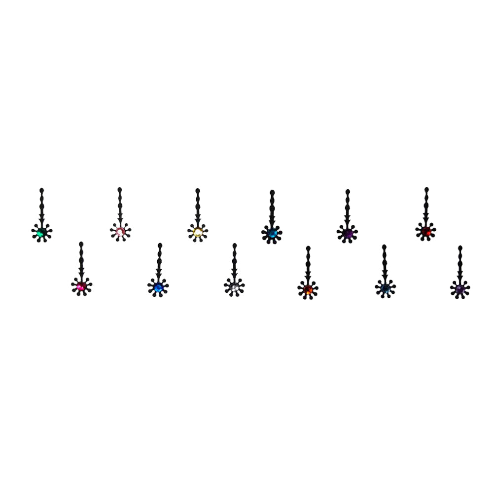 Comet Busters Traditional Black With Multicolor Crystal Bindi (BIN226)