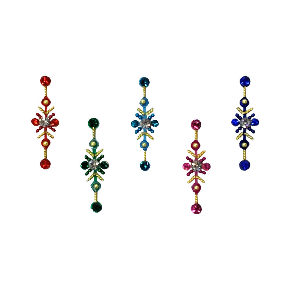 Comet Busters Traditional Long Multicolor Bindi with Stones (BIN1766)