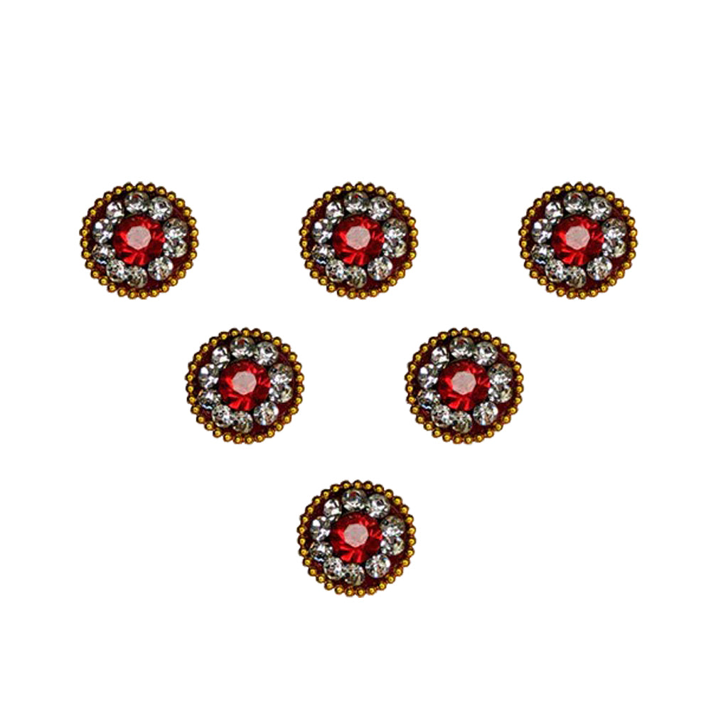 Comet Busters Traditional Maroon Bindi With Stone Work (9 mm) (BIN484)