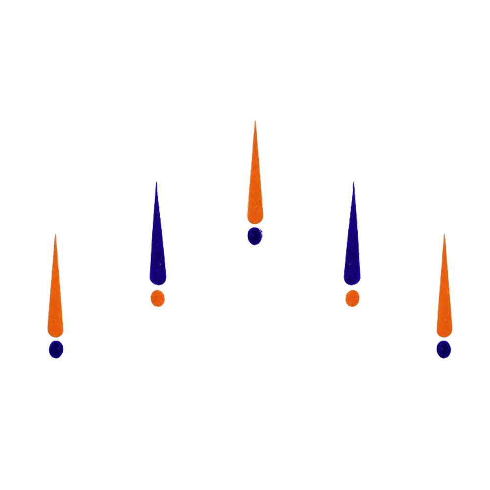 Comet Busters Traditional Orange and Blue Long Bindis (25 mm) (BIN487)