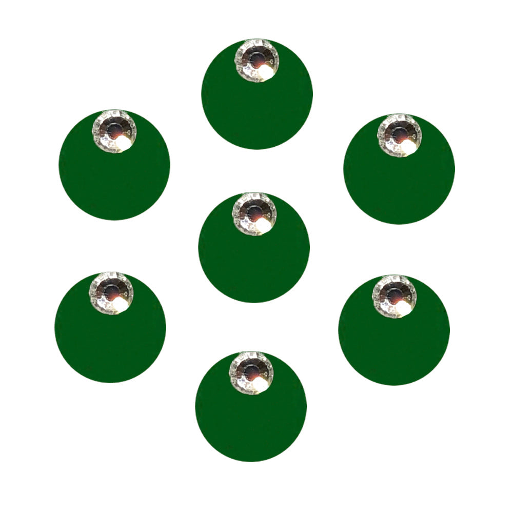 Comet Busters Velvet Dark Green Round Bindi With Diamond Dot (9mm) (BIN1754)