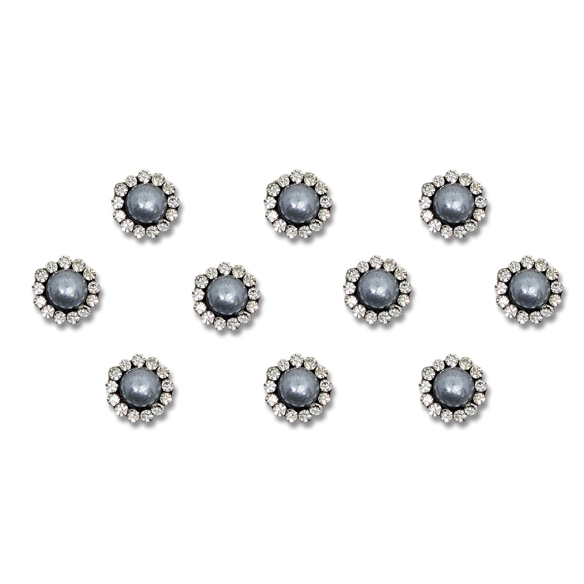 Comet Busters White Pearl Bindi With Silver Stone Border (8mm) (BIN2000)