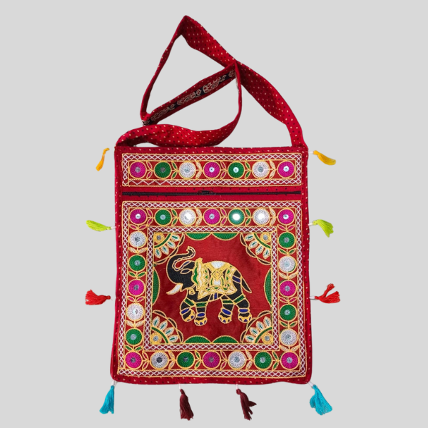 Cotton Handloom Fabric Embroidered Sling Bag | Set of 10