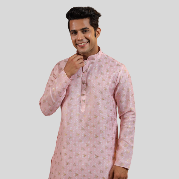 Cotton Kurta Pajama For Men | Pink Color