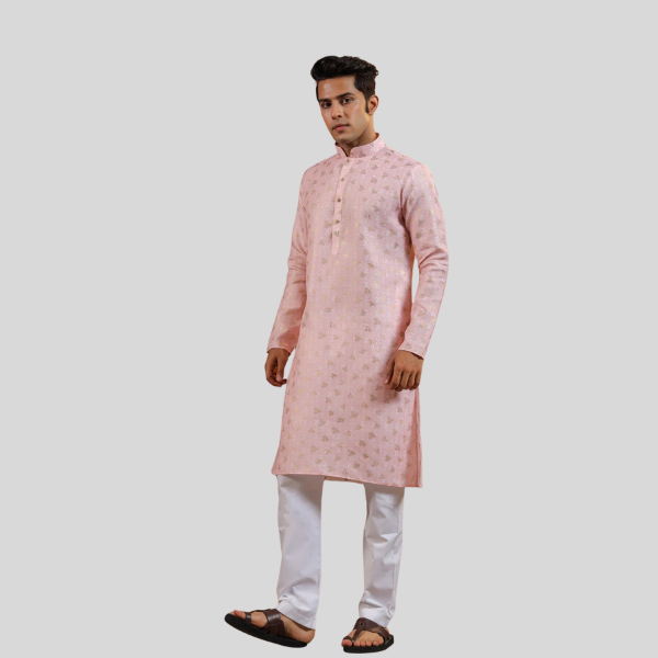 Cotton Kurta Pajama For Men | Pink Color