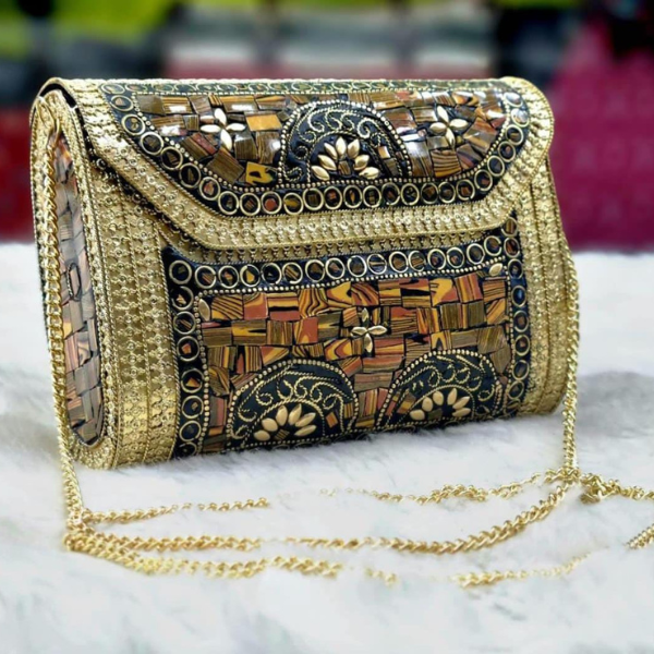 Crafted Indian Purse with Metal Mosaic Design