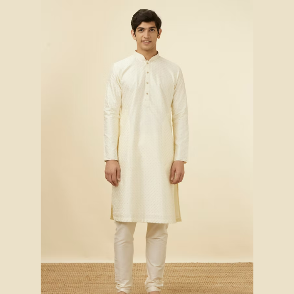 Manyawar Self Patterned Kurta Set