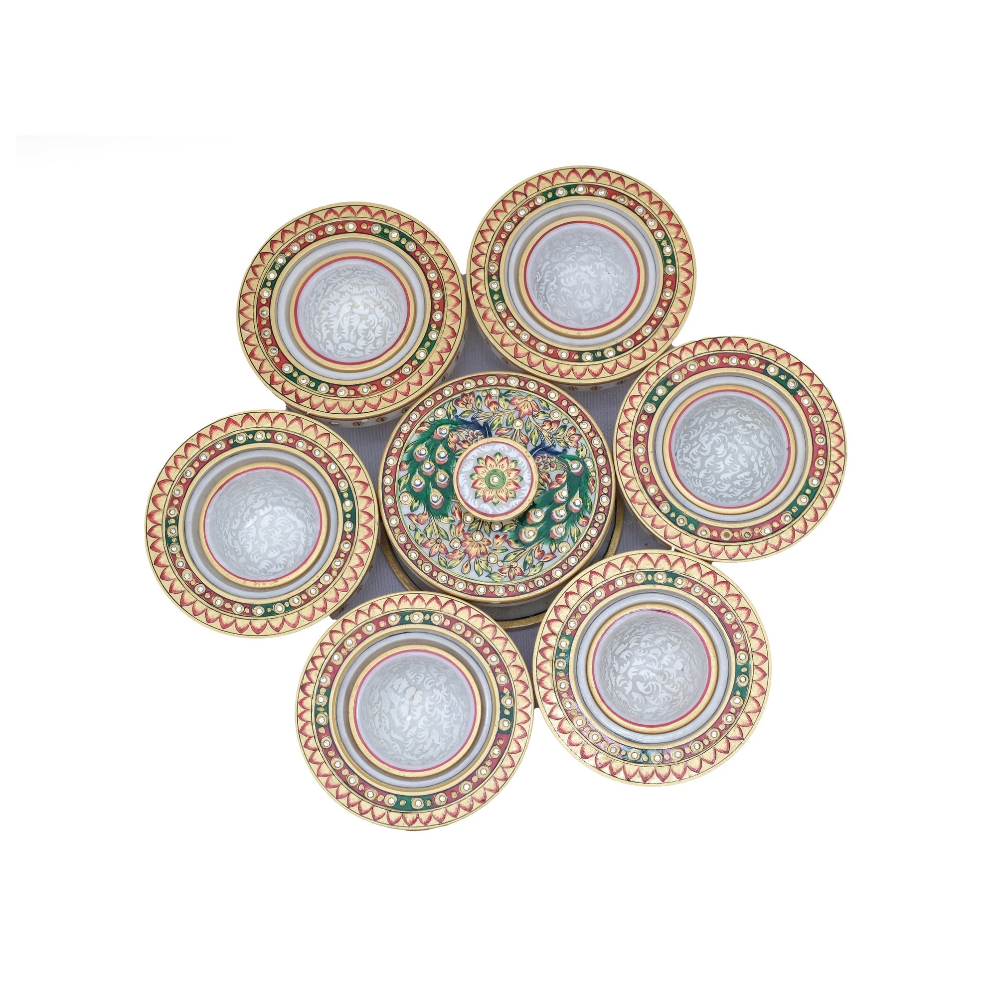 Revolving Marble Dry Fruit Holder Set Of 6 Piece - 4 x 16 x 16