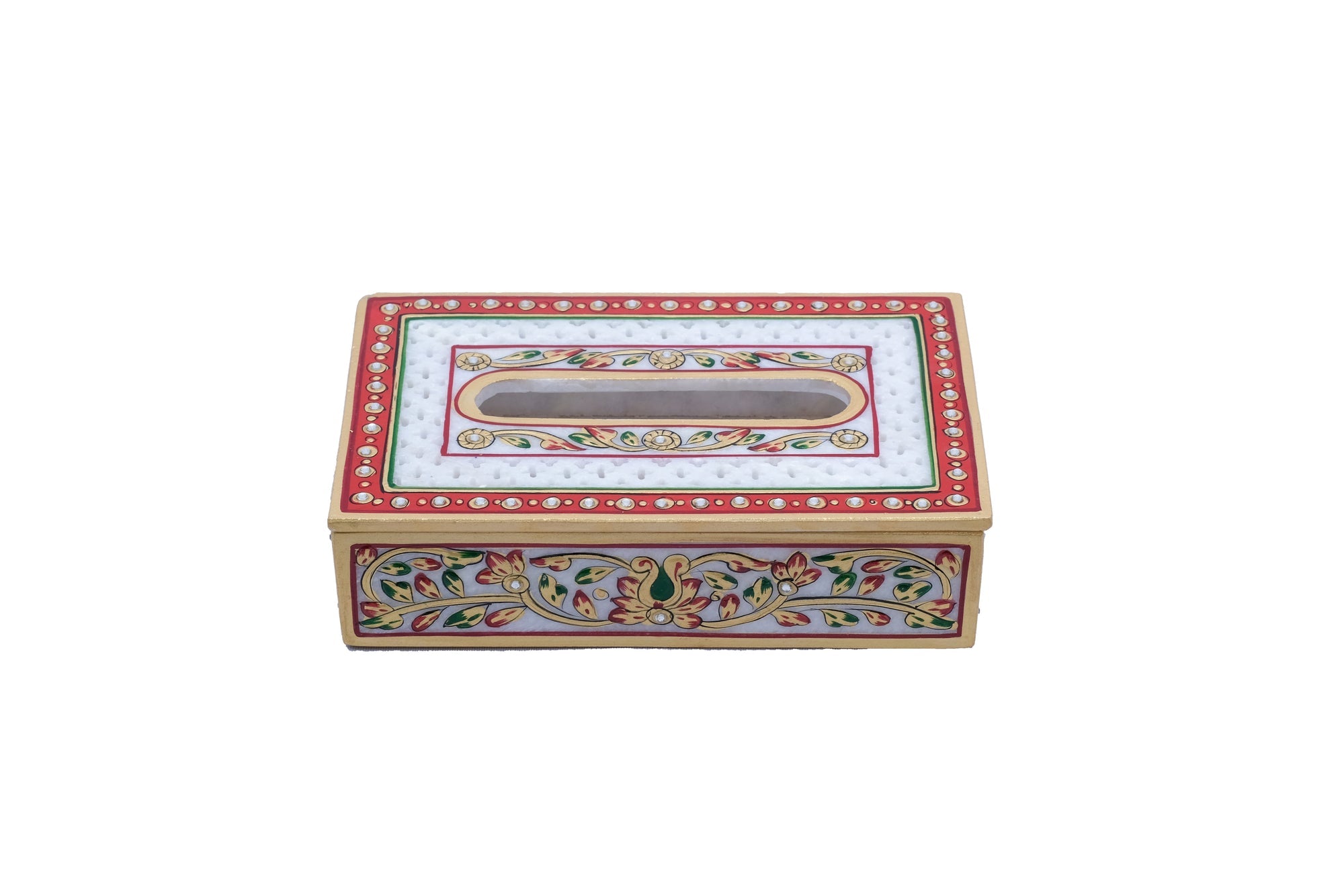 Rectangular Marble Tissue Box | Minakari Handpainted Tissue Box - 9 x 6 x 2inches