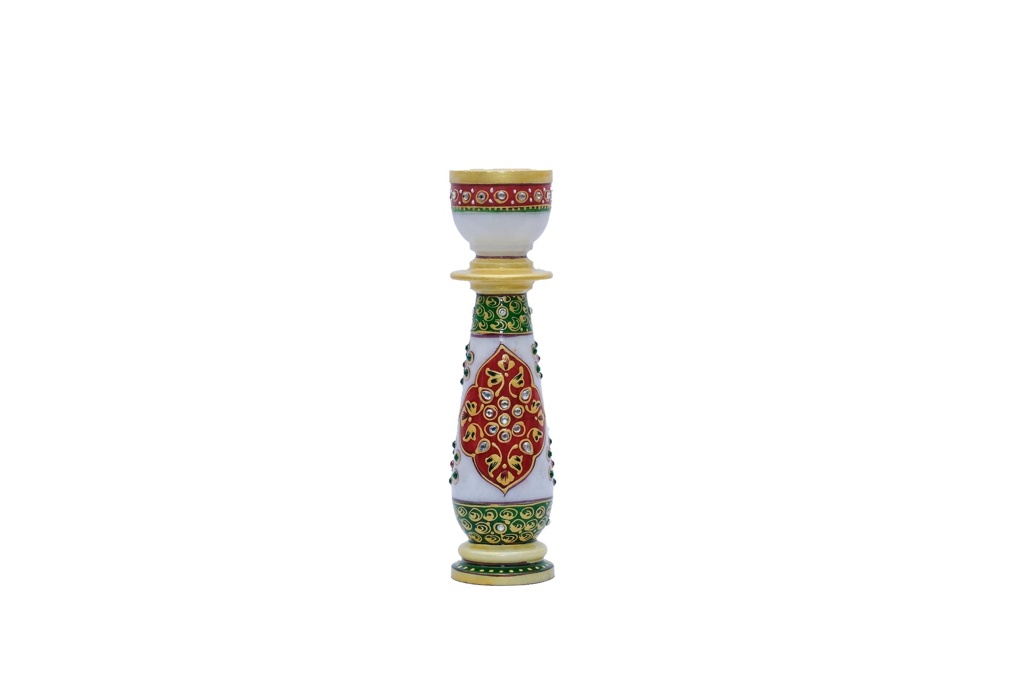 Cylindrical Handpainted Minakari Candle Stand For Dinner - 4 x 3 x 3inches