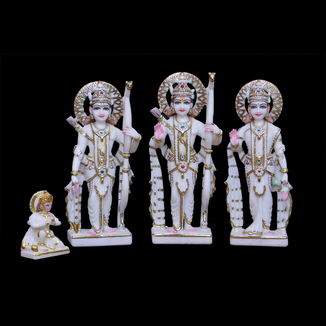 Ram Darbar Makrana White Marble Statue - 15 x 6 x 4 inches