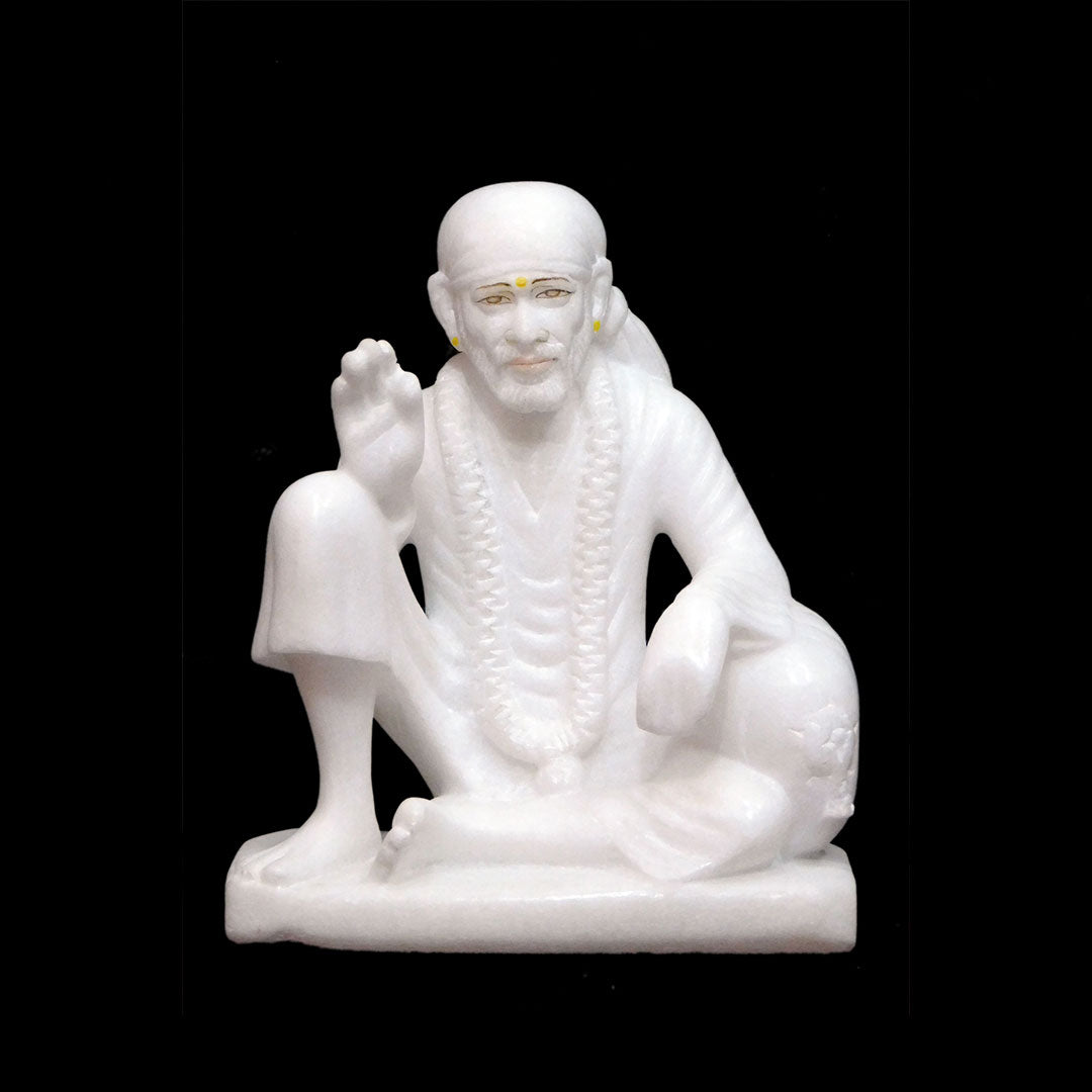 Sai Baba Makrana White Marble Statue - 7 x 6 x 4 inches