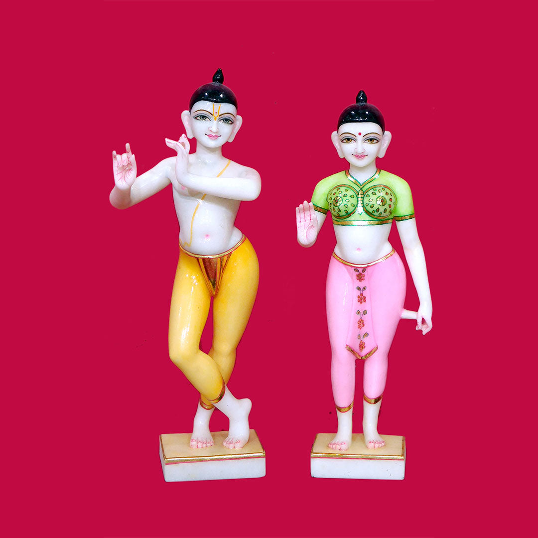 Isckon Radha Krishna Makrana Marble Statue - 18 x 8 x 4 inches