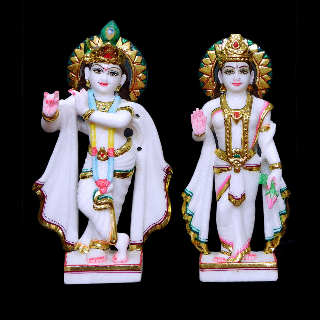 Radha Krishna Makrana White Marble For Temple - 12 x 5 x 4 inches