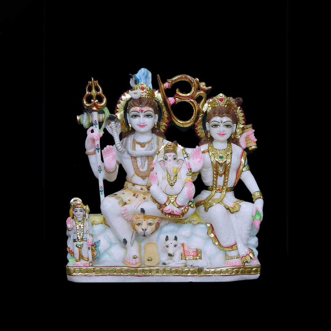 Shiv Parivar Marble Statue (Makrana) - 18 x 12 x 8 inches