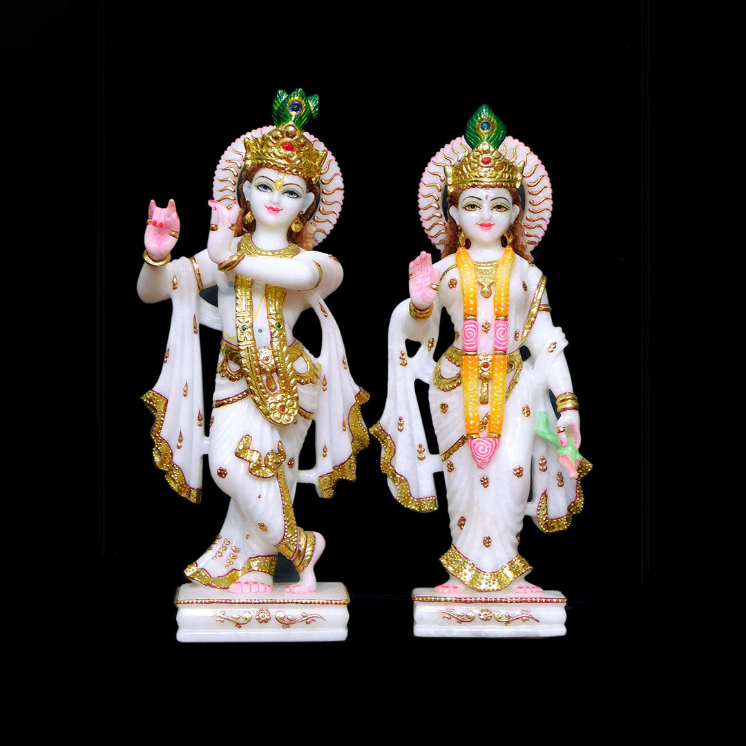 Radha Krishna Marble Statue (Makrana) - 15 x 6 x 4 inches