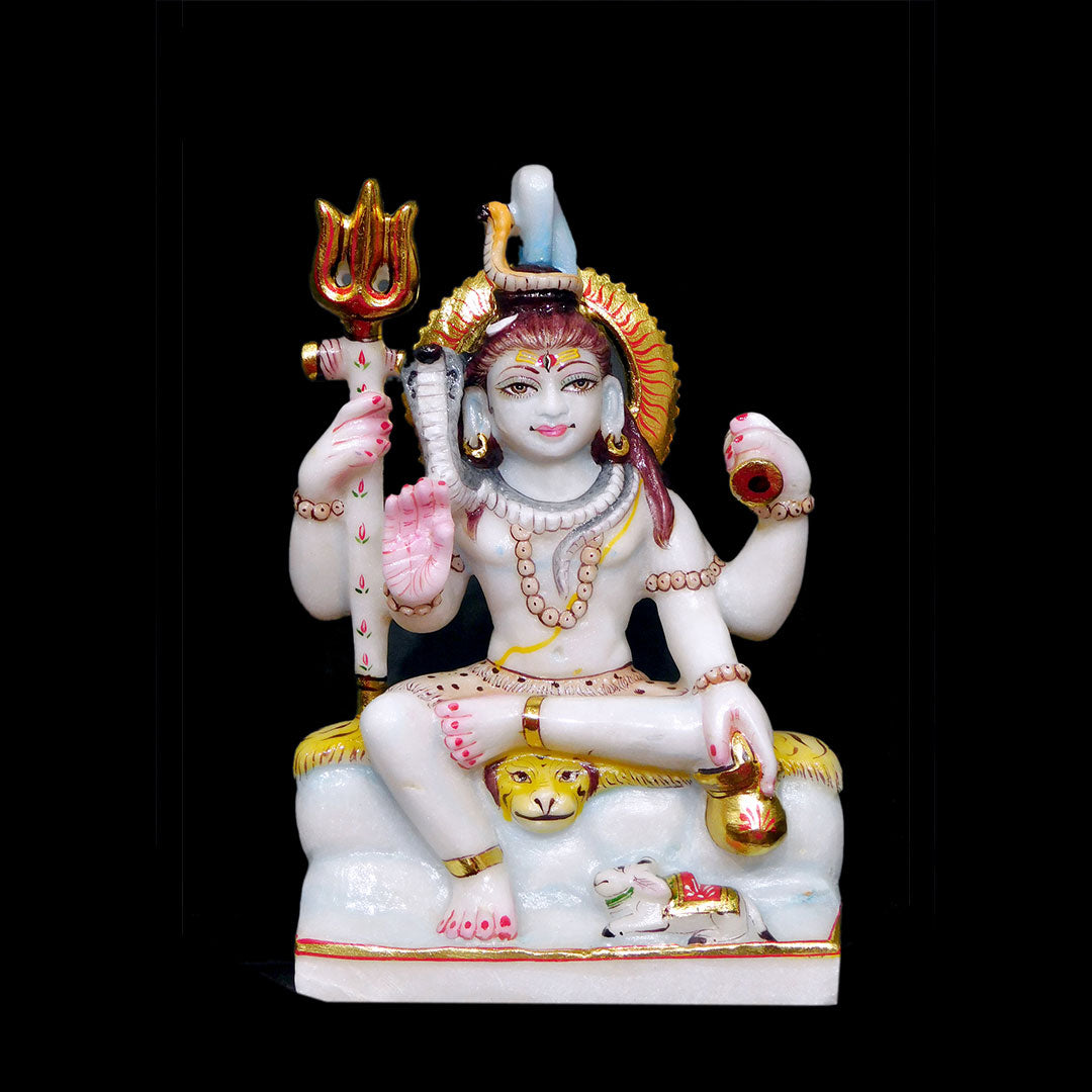 Shiv ji Marble Statue For Temple (Makrana) - 15 x 6 x 5 inches