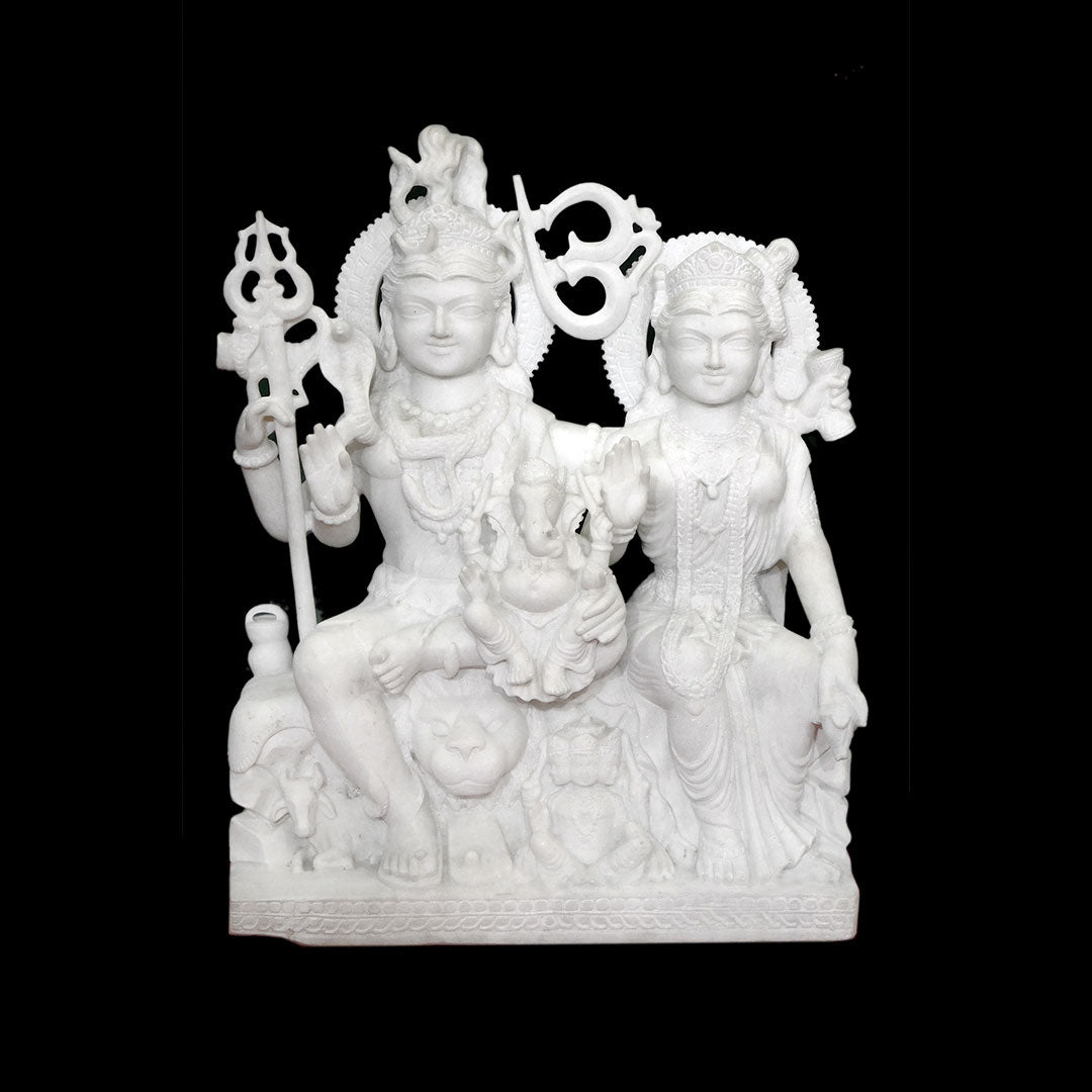 Shiv Pariwar (Gaurishankar) White Marble - 36 x 24 x 12 inches