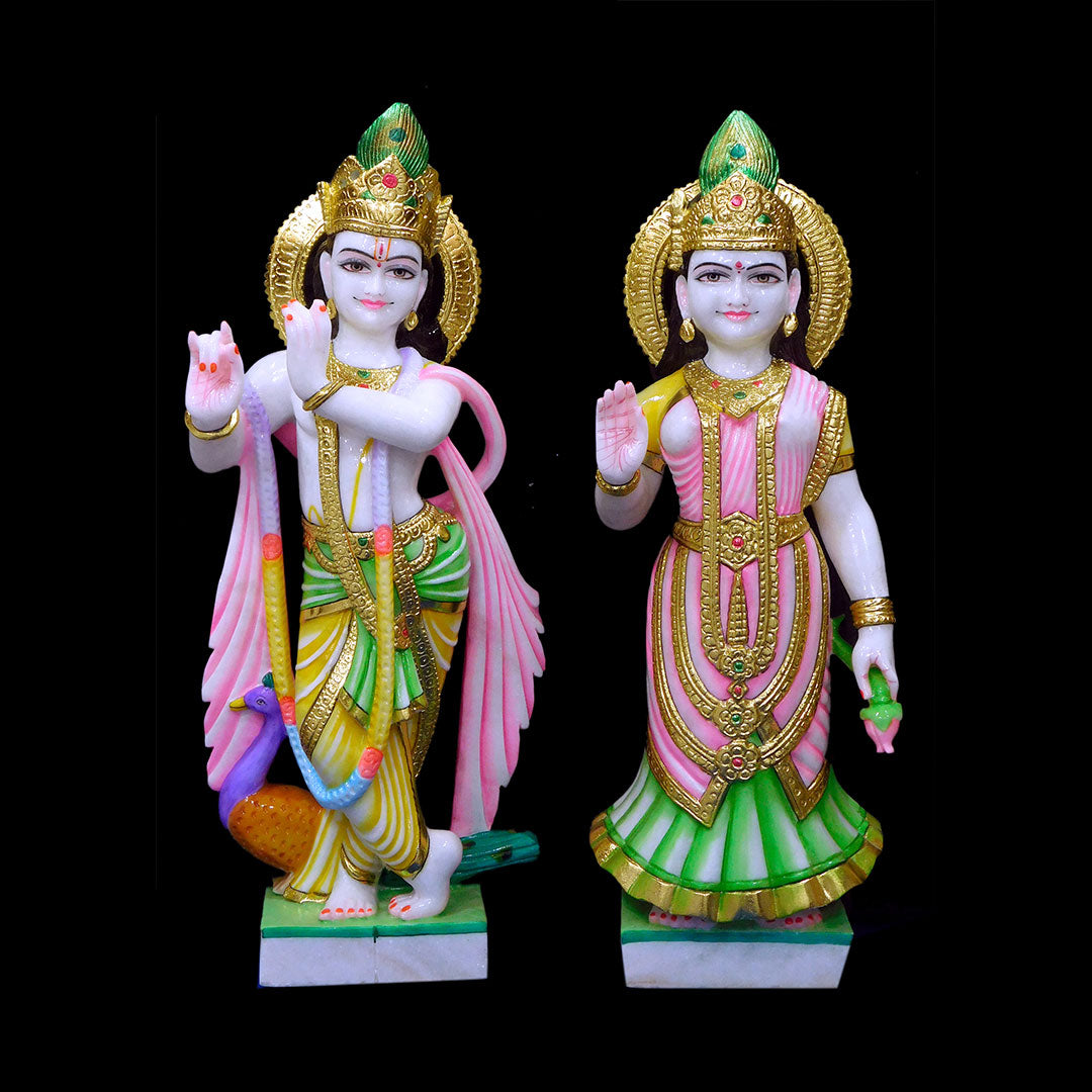 Radha Krishna Marble Statue For Home Temple (Makrana) - 36 x 18 x 10 inches