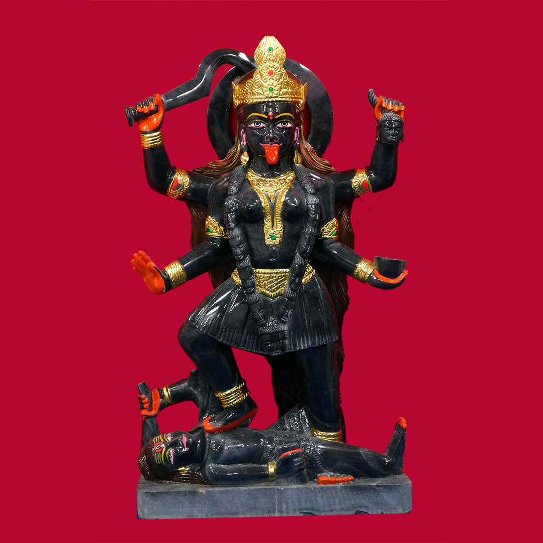 Maa Kali Marble Statue (Bhaisalana) - 36 x 20 x 10 inches