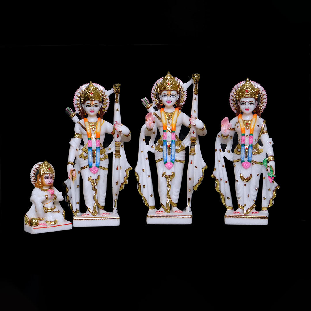 Ram Darbar Marble Statue For Temple (Makrana) - 12 x 5 x 3 inches