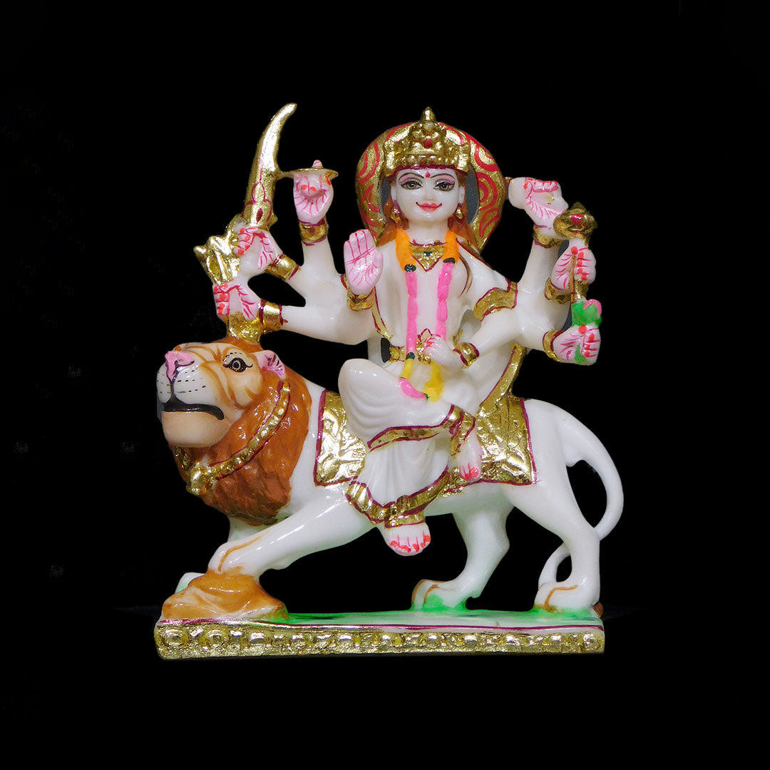 Durga Mata Marble Dust Statue - 6 x 4 x 3 inches