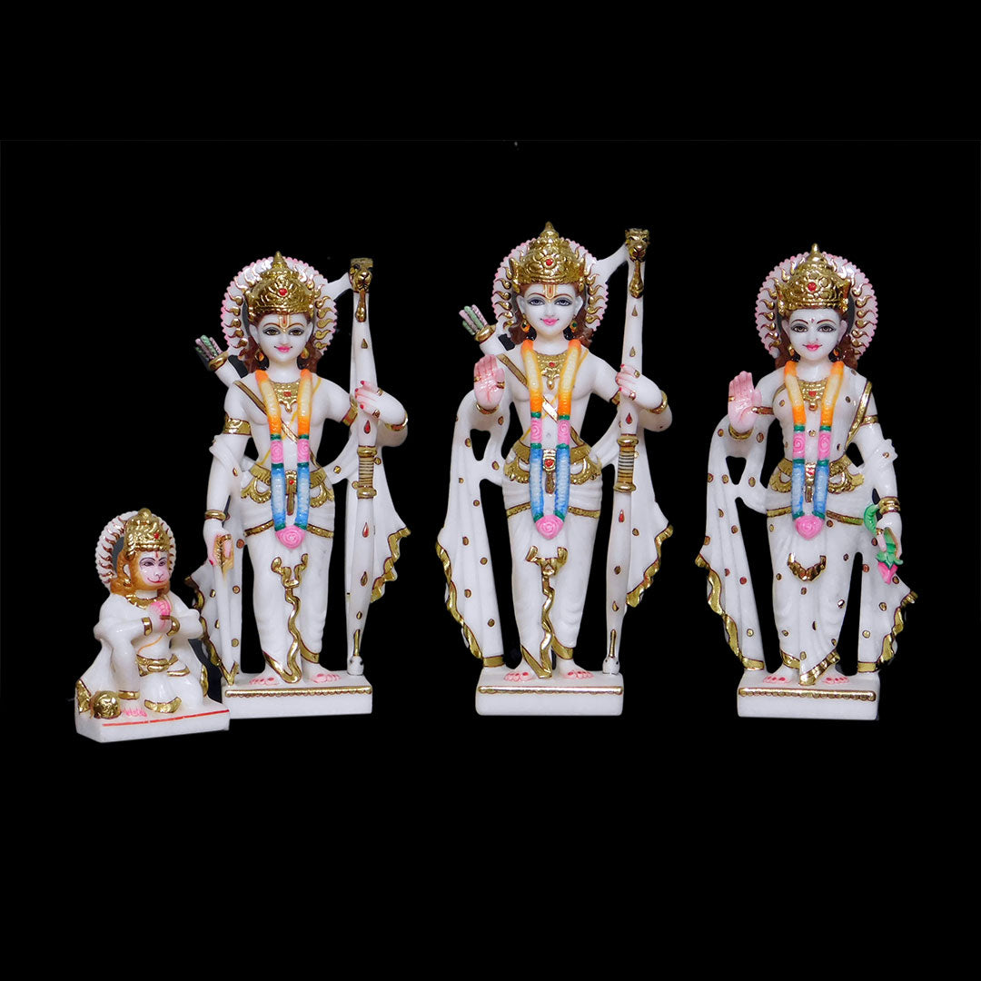 Ram Darbar Marble Statue For Temple (Makrana White) - 12 x 16 x 4 inches