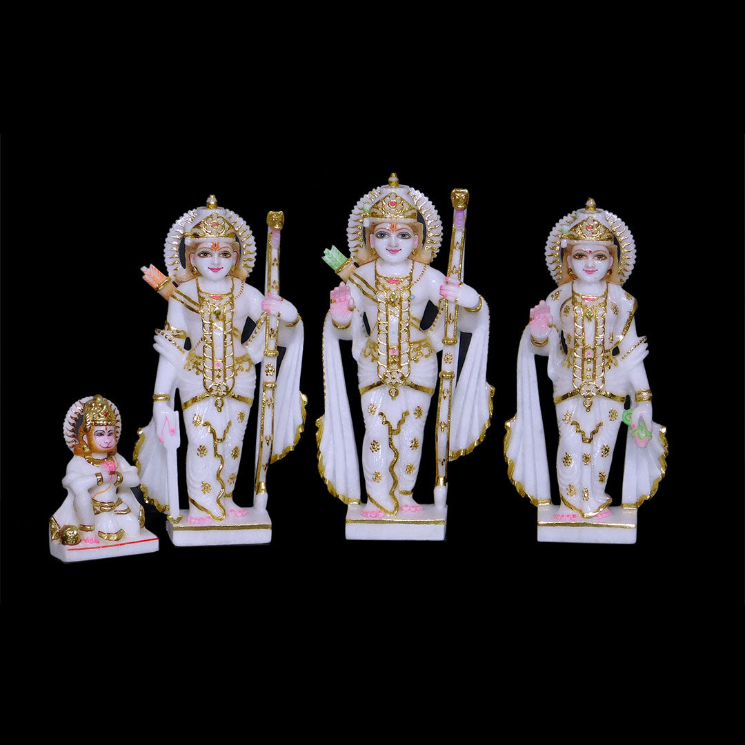 Ram Darbar Marble Statue For Your Home Temple (Makrana) - 12 x 5 x 4 inches