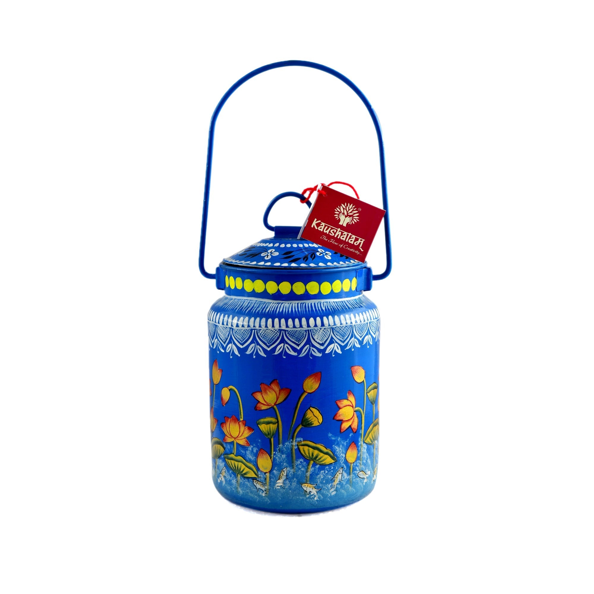 Hand Painted Milk Bucket - "Kamal Talai" The Lotus Pond