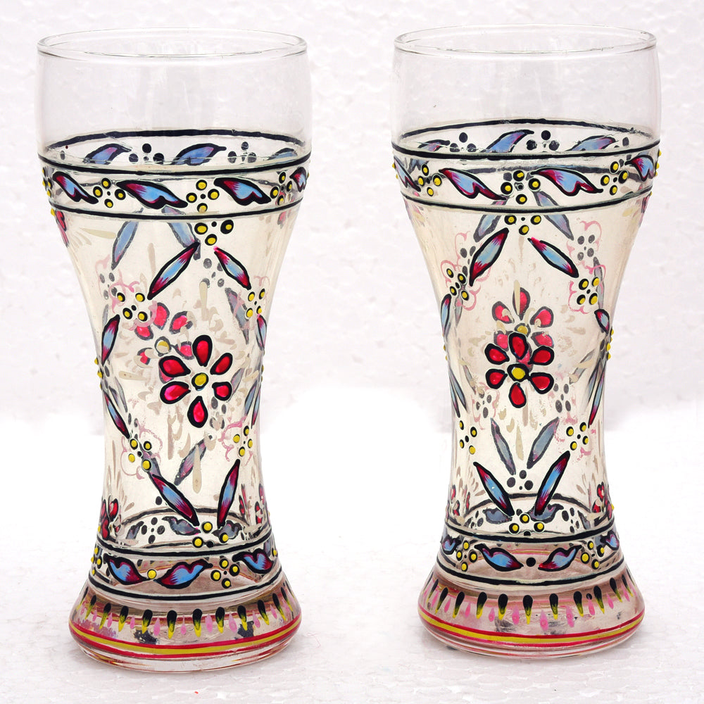 Hand Painted Pilsner Beer Glasses Set of 2, 320 ML