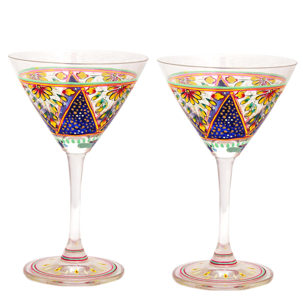 Hand Painted Cocktail/Mocktail glasses set of 2 Mughal,Perfect couple gift, Bar lovers Collectible