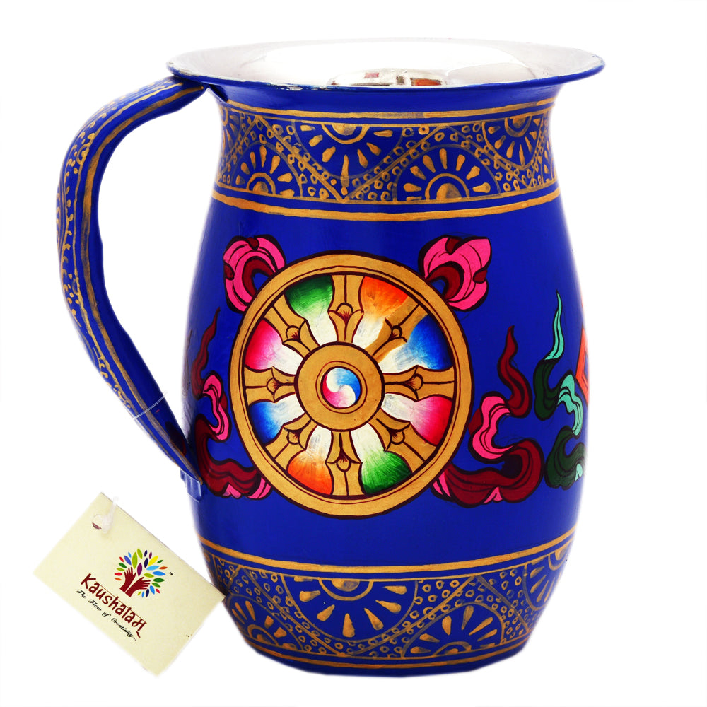 Bevrage/Water Pitcher Ladakhi Art Hand painted Steel Jug