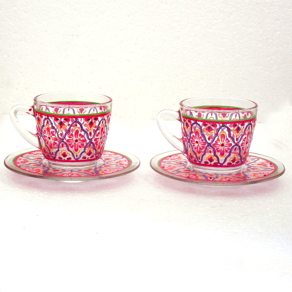 Hand Painted Cup & Saucers set of 6